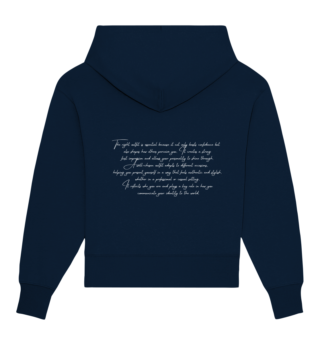 OVERSIZE HOODIE WITH TEXT DESIGN "THE RIGHT OUTFIT" WHITE - Organic Oversize Hoodie