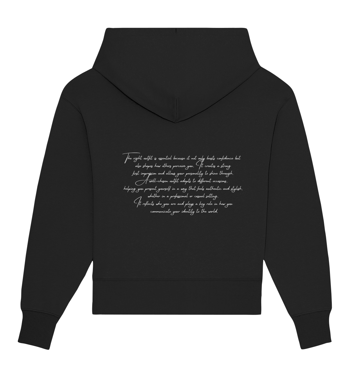 OVERSIZE HOODIE WITH TEXT DESIGN "THE RIGHT OUTFIT" WHITE - Organic Oversize Hoodie