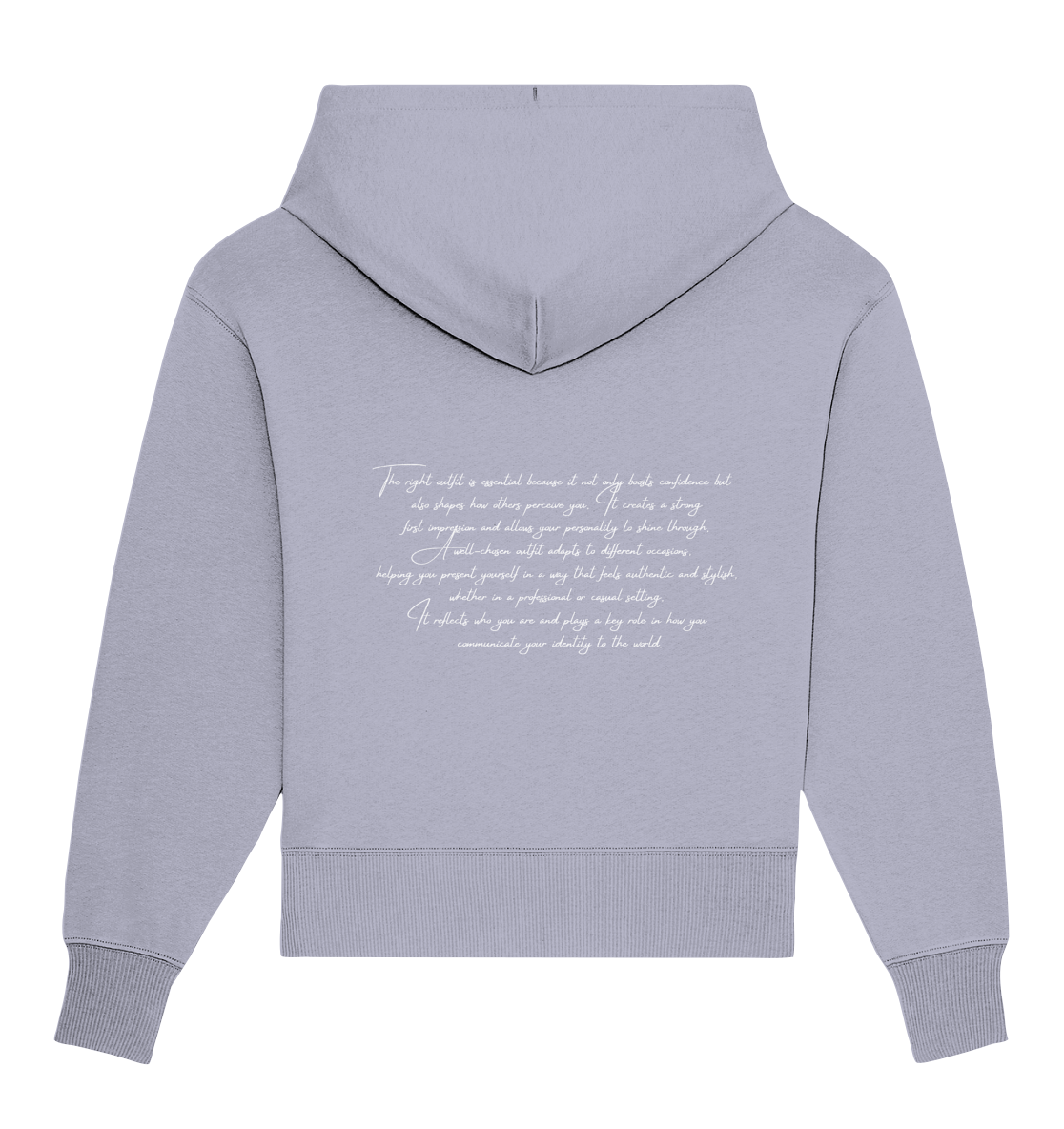 OVERSIZE HOODIE WITH TEXT DESIGN "THE RIGHT OUTFIT" WHITE - Organic Oversize Hoodie