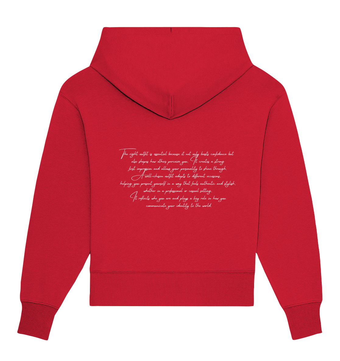 OVERSIZE HOODIE WITH TEXT DESIGN "THE RIGHT OUTFIT" WHITE - Organic Oversize Hoodie