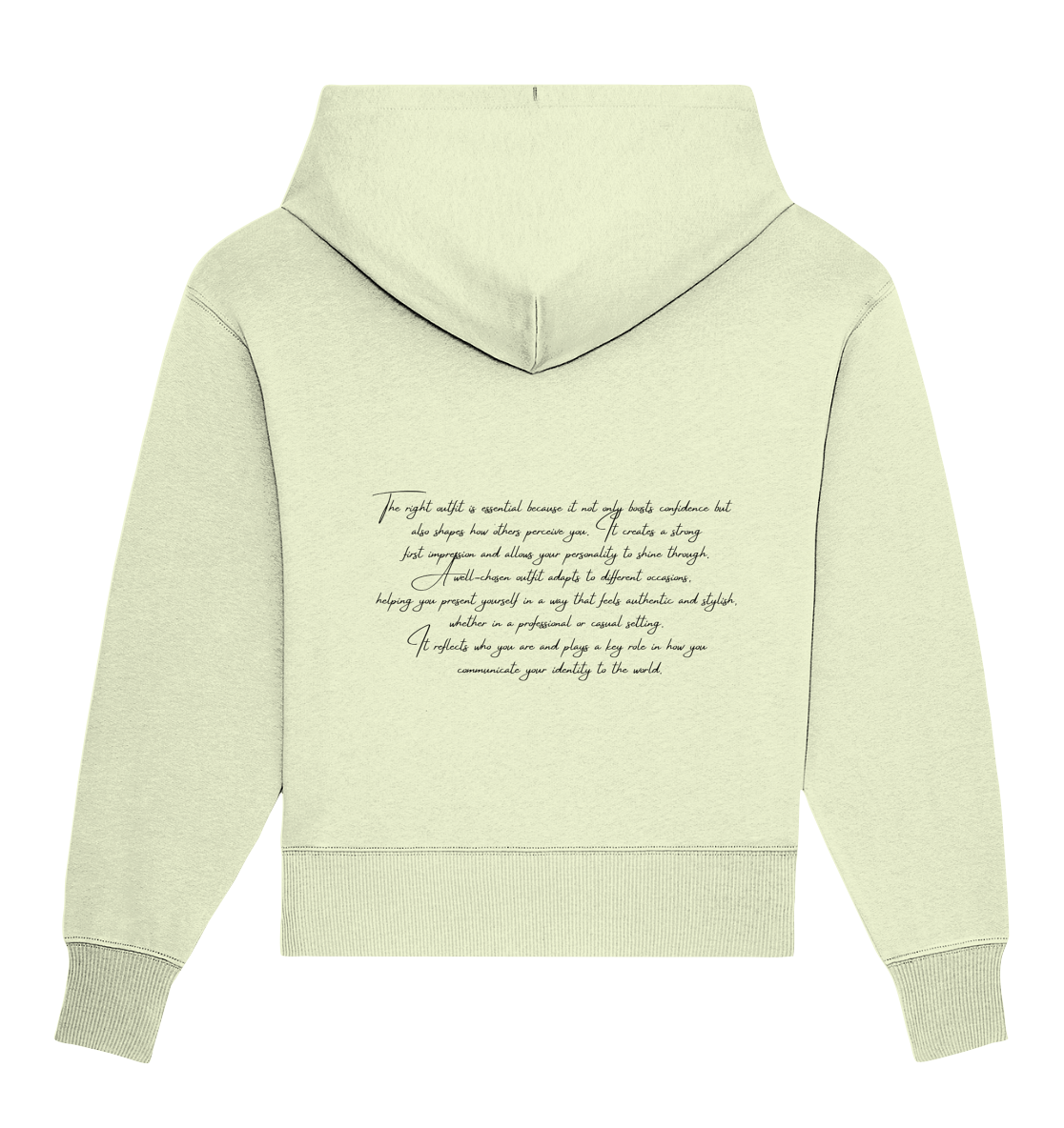 OVERSIZE HOODIE WITH TEXT DESIGN "THE RIGHT OUTFIT" BLACK - Organic Oversize Hoodie