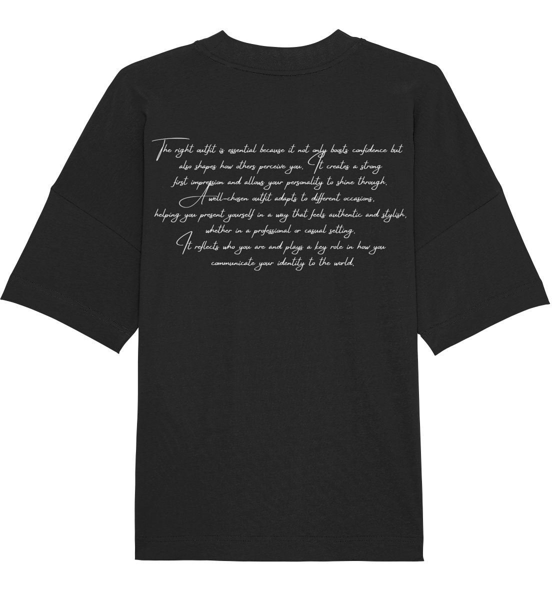 OVERSIZE SHIRT WITH TEXT DESIGN "THE RIGHT OUTFIT" WHITE