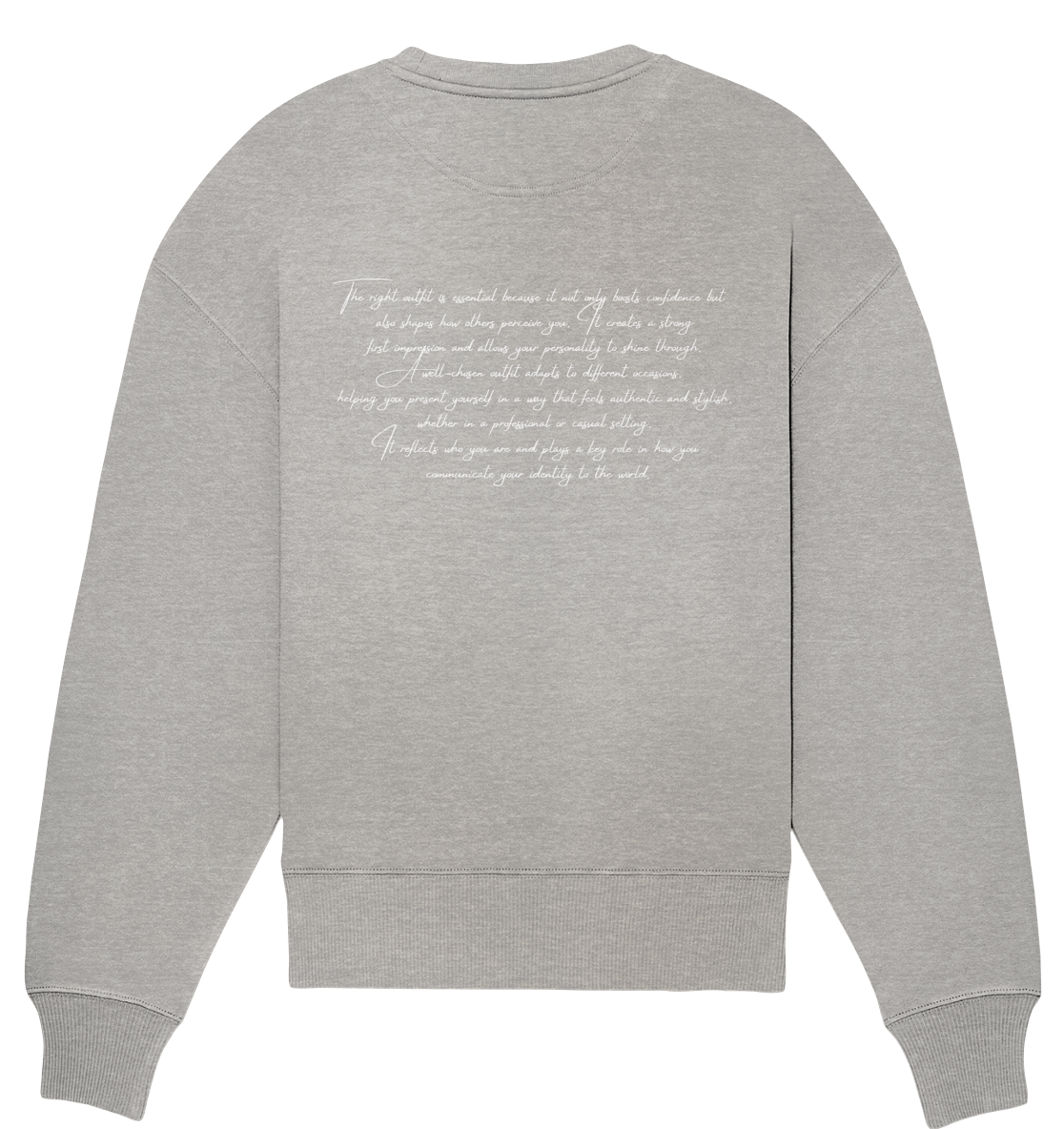 OVERSIZE SWEATSHIRT WITH TEXT DESIGN "THE RIGHT OUTFIT" WHITE