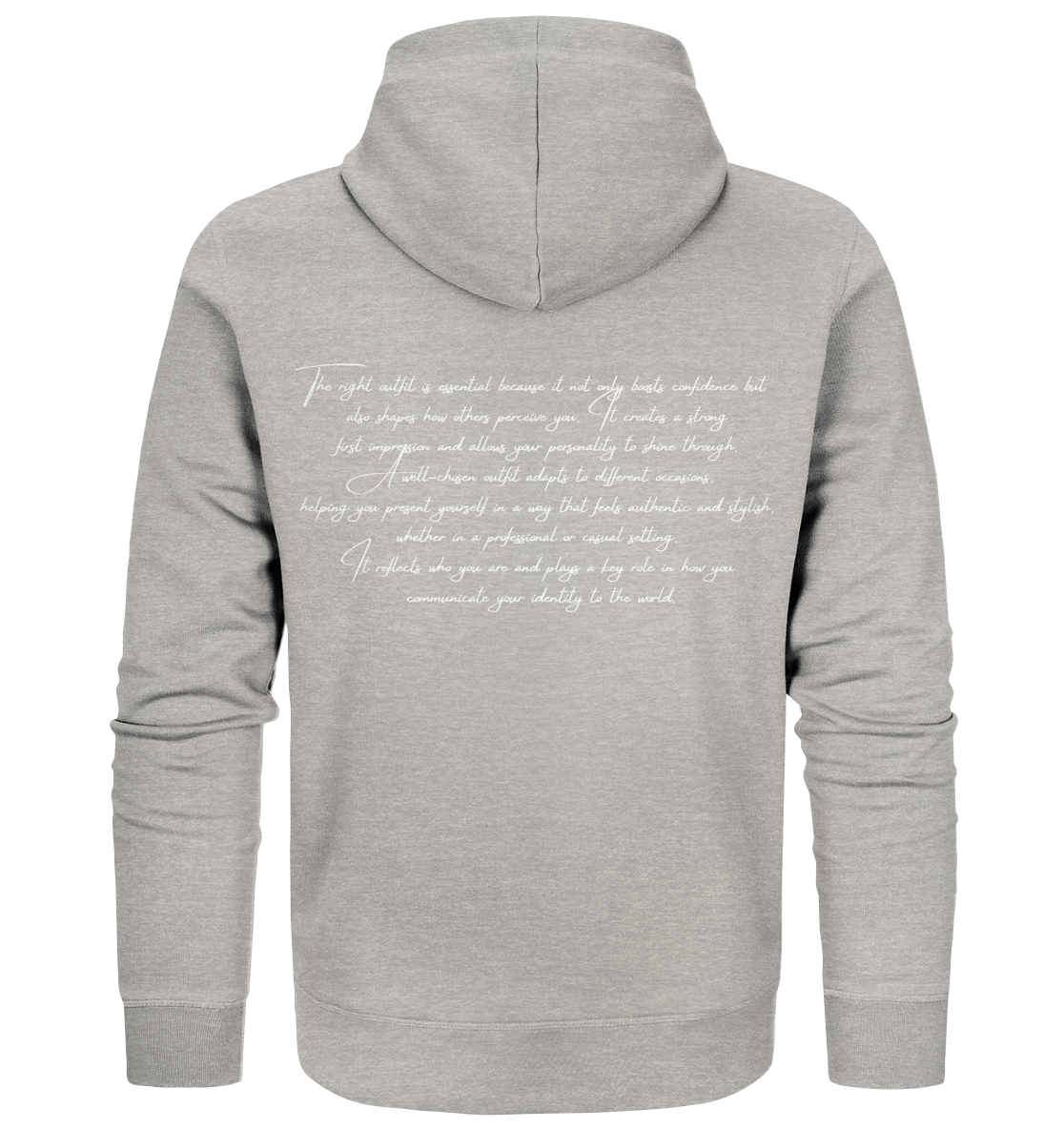 PREMIUM ZIPPER WITH TEXT DESIGN "THE RIGHT OUTFIT" WHITE