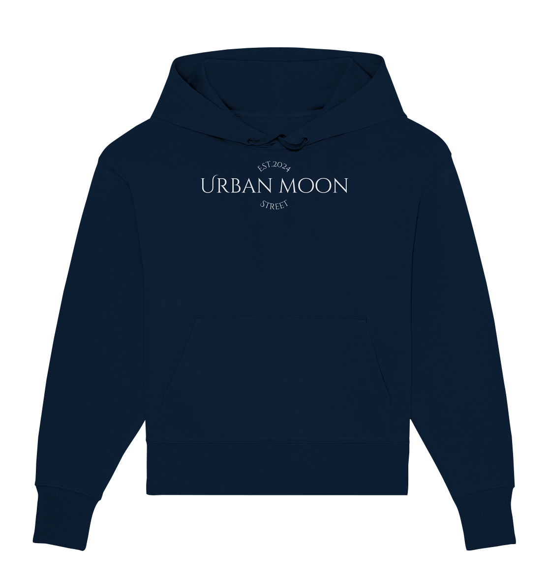 OVERSIZE HOODIE WITH CLASSIC DESIGN "URBAN MOON STREET EST.2024 WHITE - Organic Oversize Hoodie