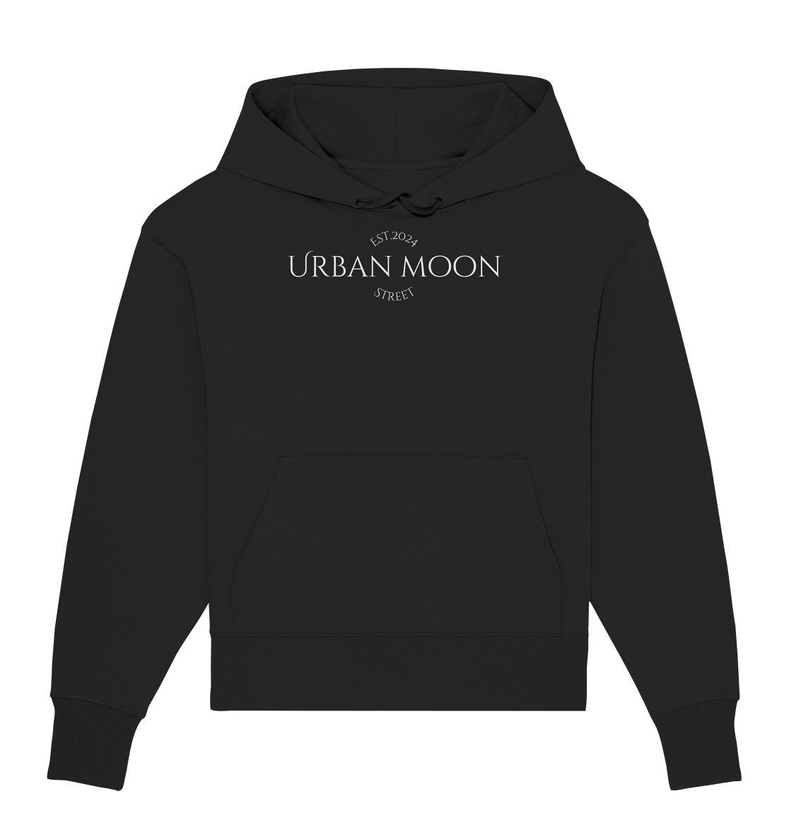 OVERSIZE HOODIE WITH CLASSIC DESIGN "URBAN MOON STREET EST.2024 WHITE - Organic Oversize Hoodie