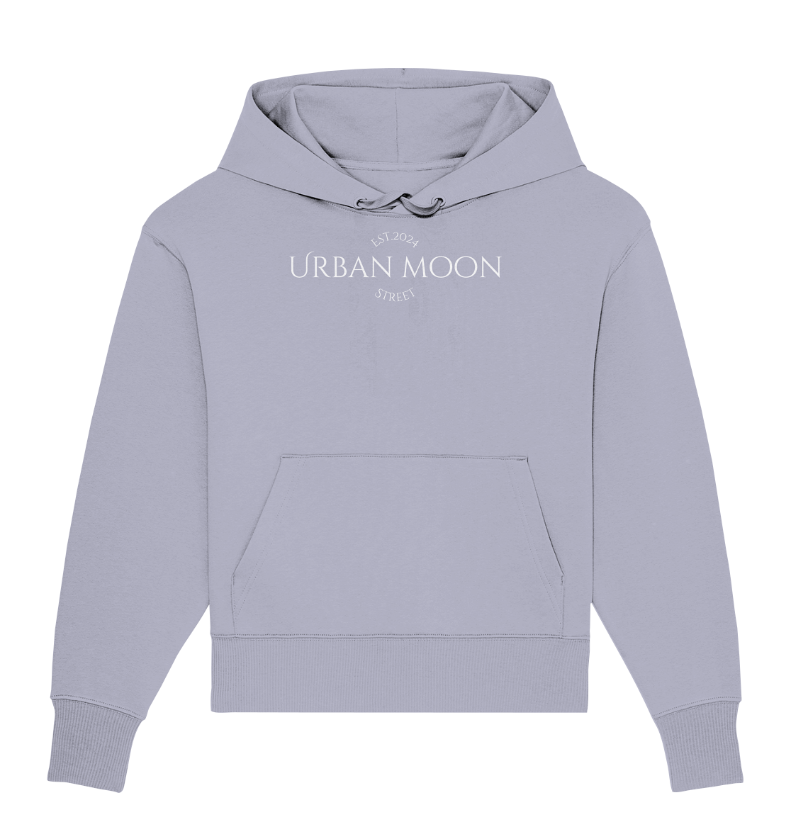 OVERSIZE HOODIE WITH CLASSIC DESIGN "URBAN MOON STREET EST.2024 WHITE - Organic Oversize Hoodie